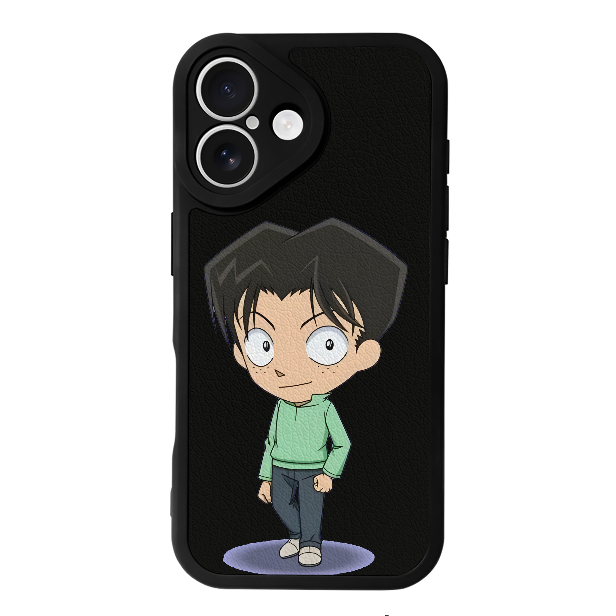 （画像用） 名探偵コナン 円谷 光彦 つぶらや みつひこ Detective Conan Mitch Tennyson 【iPhone 16シリーズ対応】シリコンスマホケース（レザー調） 材質：シリコン